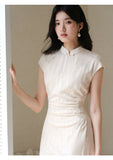 Leonora Cream White Embroidered Cheongsam Dress