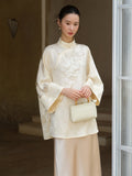 Oriana Cloud Apricot Relaxed Fit Cheongsam Top