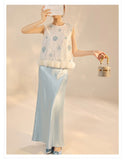 Poppy 2-Piece Embroidered Vest Cheongsam Set