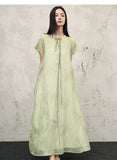 Castle Olive Green Embroidered Cheongsam Dress