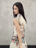 Wilhelmina Warm Yellow Floral Cheongsam Dress