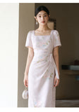 Celeste Peony Pink Jacquard Cheongsam Dress