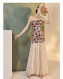 Gwen 2-Piece Embroidered Slip Dress Cheongsam Set