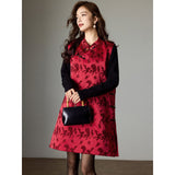 Yuan Burgundy Cheongsam Dress