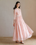 Rigel Soft Pink Crossover Cheongsam Dress