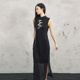Tatyana Black Embroidered Cheongsam Dress