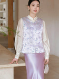 Svetlana Crabapple Purple Jacquard Cheongsam Vest