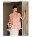 Pearl Light Pink Embroidered Cheongsam Top