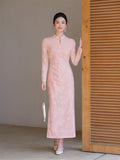 Allegro Yanshu Pink Slim-Fit Cheongsam Dress