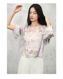 Cecilia Purple Chiffon Gradient Cheongsam Top