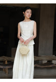 Paulina 2-Piece Fog White Jacquard Cheongsam Top