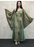 Celandine Green Vintage Print Cheongsam Dress
