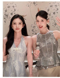 Princess 2-Piece Embroidered Cheongsam Top Skirt