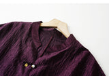Charm Grape Purple Acetate Short Sleeve Top Cheongsam