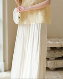 Celandine Light Yellow Embroidered Silk Top Cheongsam