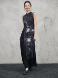 Jade Black Floral Print Cheongsam Dress