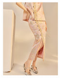 Daffodil 2-Piece Embroidered Jacquard Cheongsam Set