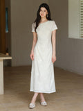 Patrician Moon White Lace Embroidery Cheongsam Dress