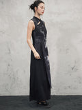 Jade Black Floral Print Cheongsam Dress