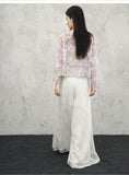 Cecilia Purple Chiffon Gradient Cheongsam Top