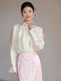 Cassandra Crabapple Brown Jacquard Cheongsam Top
