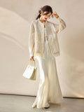 Sebastiana Beige Embroidered Vest Coat Cheongsam