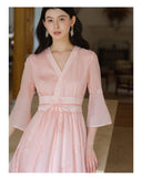 Rigel Soft Pink Crossover Cheongsam Dress