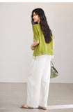 Hibiscus Matcha Green Jacquard Cheongsam Top