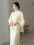 Hollyhock 2-Piece Almond Yellow Cheongsam Top