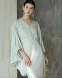 Charm Chic Rayon Jacquard Cheongsam Blouse Bat Sleeve Qipao