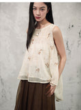 Svetlana Light Apricot Chiffon Cheongsam Top