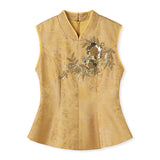 Thalia Gold Slim-Fit Cheongsam Top
