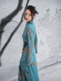 Allure Blue Tassel Frog-Buttons Cheongsam Dress