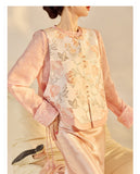 Sonnet 2-Piece Jacquard Vest Pink Skirt Cheongsam Set