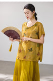 Emmanuelle Flower Yellow Jacquard Cheongsam Top