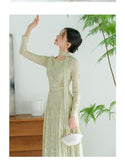 Yasira Willow Embroidered Long Cheongsam Dress