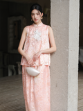 Bella 2-Piece Light Cloud Dye Cheongsam Set
