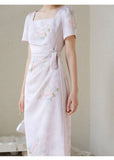 Celeste Peony Pink Jacquard Cheongsam Dress