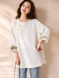 Eloise Pearl White Embroidered Cheongsam Top