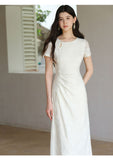 Patrician Moon White Lace Embroidery Cheongsam Dress