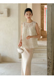 Tulip White Mulberry Silk Embroidered Cheongsam Top