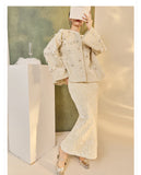 Clarice Light Gray Embellished Cheongsam Coat