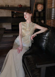 Tabitha 2-Piece Jacquard Embroidered Vest Set Cheongsam