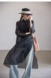 Evangeline Black Long Sleeve Cheongsam Top
