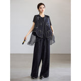 Ophelia 2-Piece Black Embroidered Cheongsam Vest