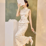 Yuan 2-Piece Embroidered Cheongsam Set