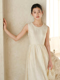Kaia Cloud Apricot Slim-Fit Cheongsam Dress