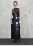 Jade Black Floral Print Cheongsam Dress