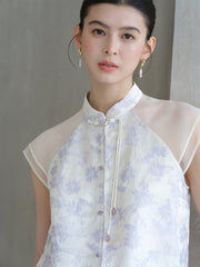 Wisdom Lavish Rayon Cheongsam Suit Stand Collar Buttons Qipao