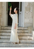 Lea Cloudy Apricot Jacquard Cheongsam Dress